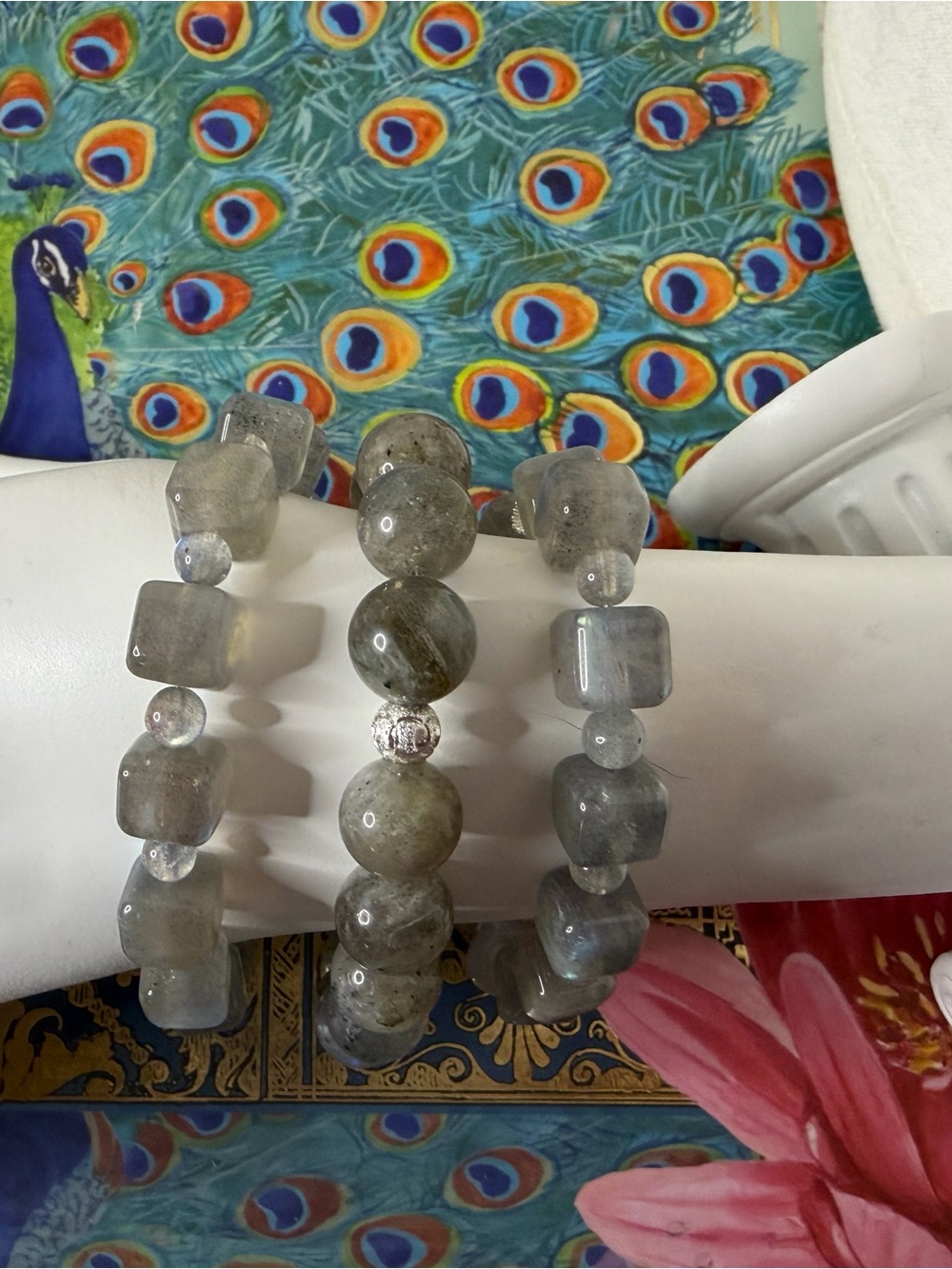 3-Piece Natural Labradorite Bracelet Stack 
| Sterling Silver | Blue Flash